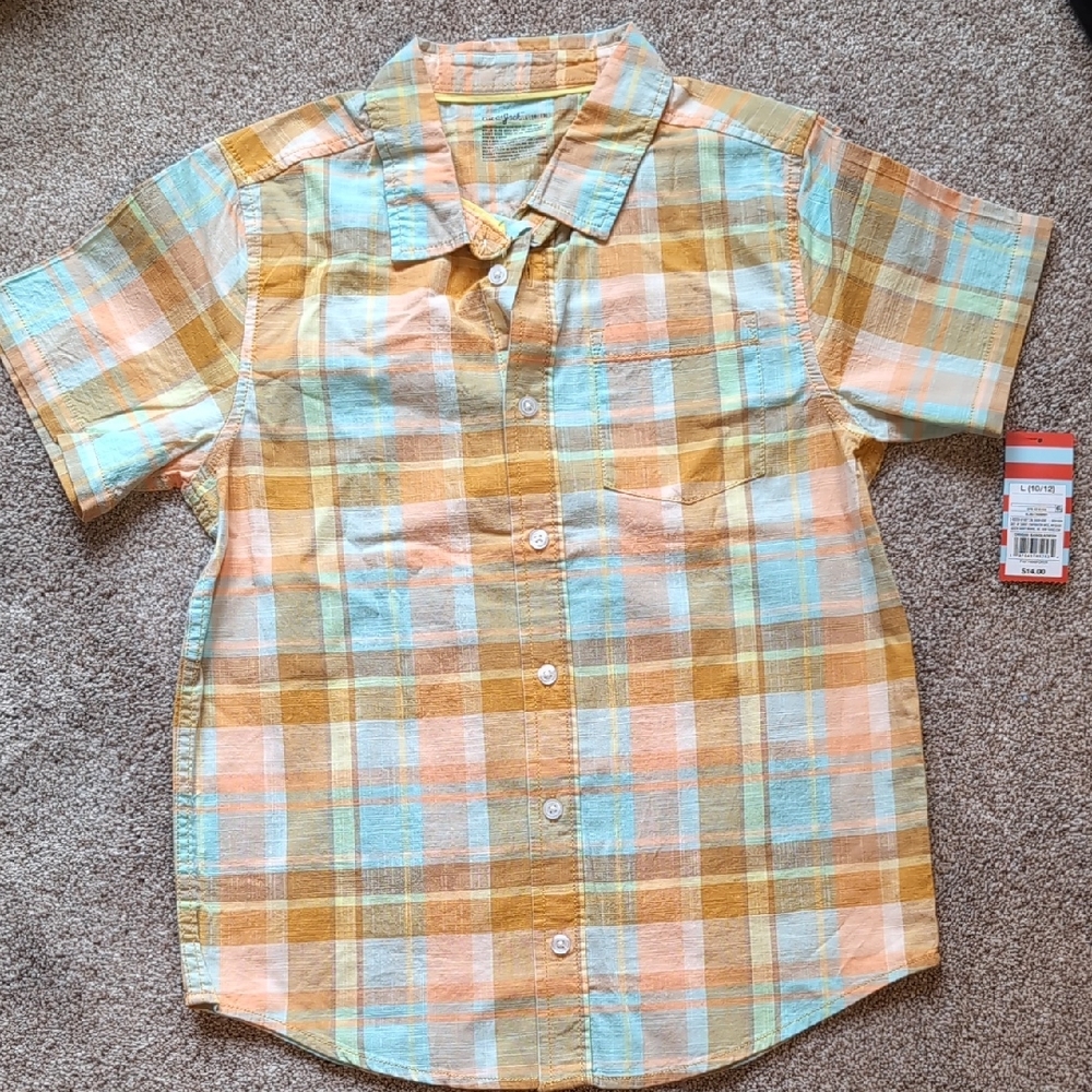 Cat & Jack Multicolor Plaid Button Down Shirt